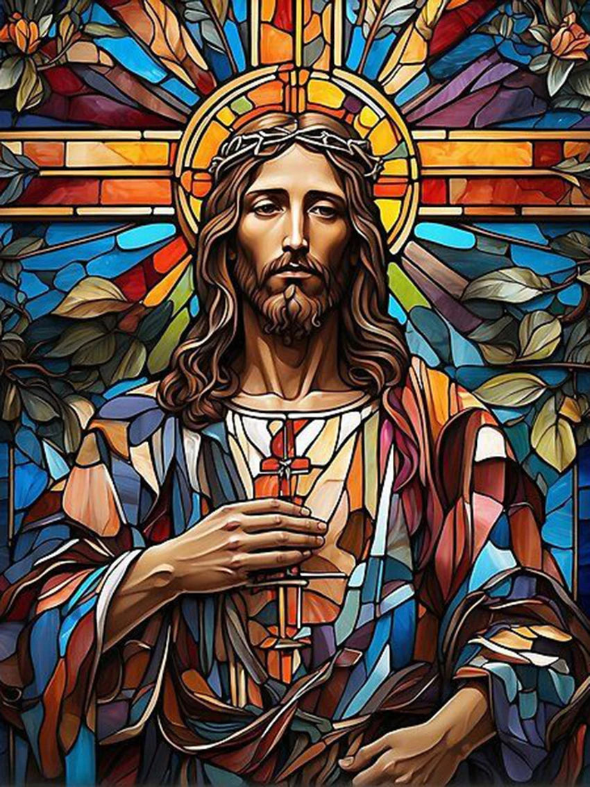 AB Diamond Painting op canvas – Religieus Thema – Jezus – Volledige bedekking – Keuze uit ronde of vierkante AB/Fairydust steentjes
