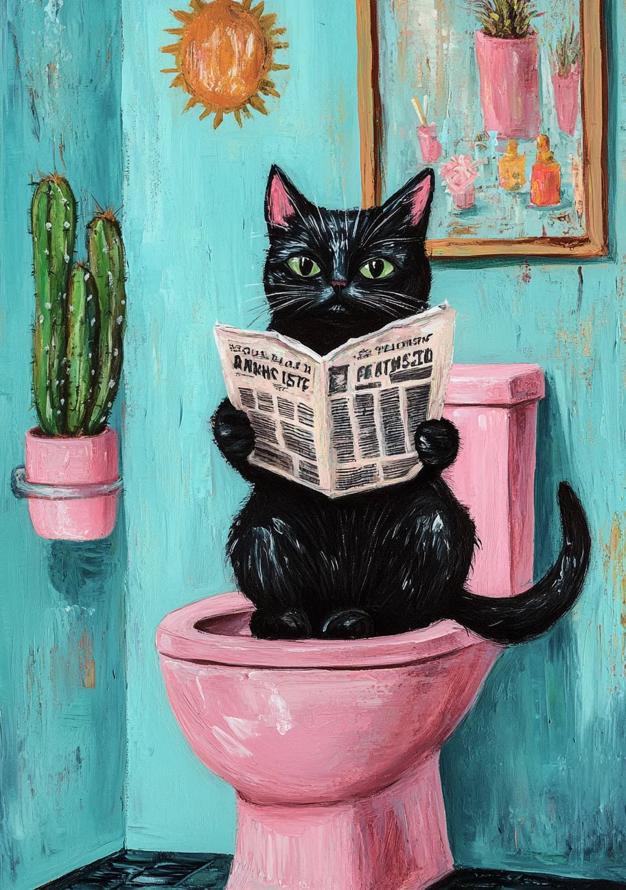 Schilderen op nummer Dieren - Acrylverf Zwart Kat Design voor Badkamer