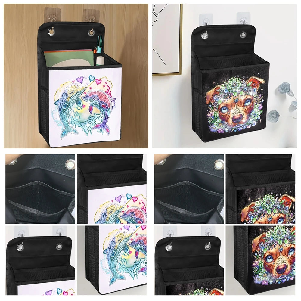 Diamond Painting Opbergzak Hond met Bloemen – Inclusief Steentjes en Tools