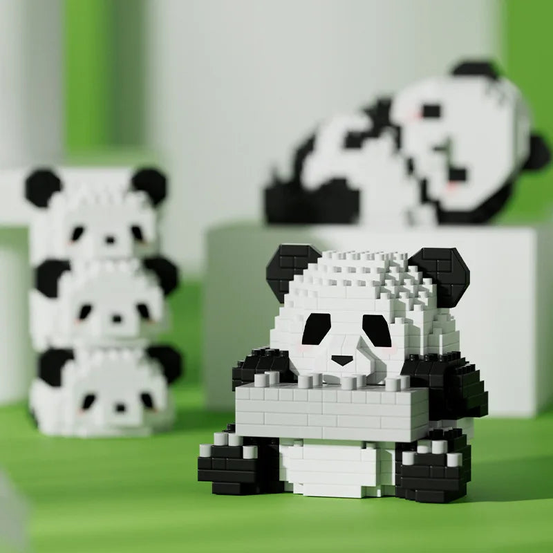 Bouwpakket Panda met Bloemen – Schattige Mini Blokken voor Jong & Oud