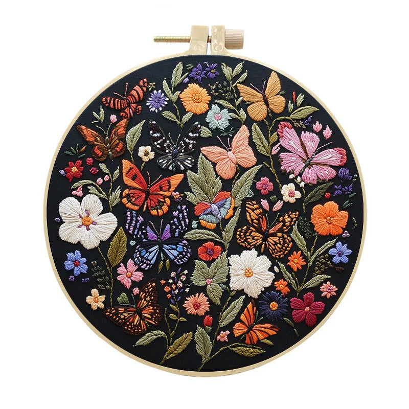 Borduurpakket Bloemen en Vlinder – Compleet voor Beginners
