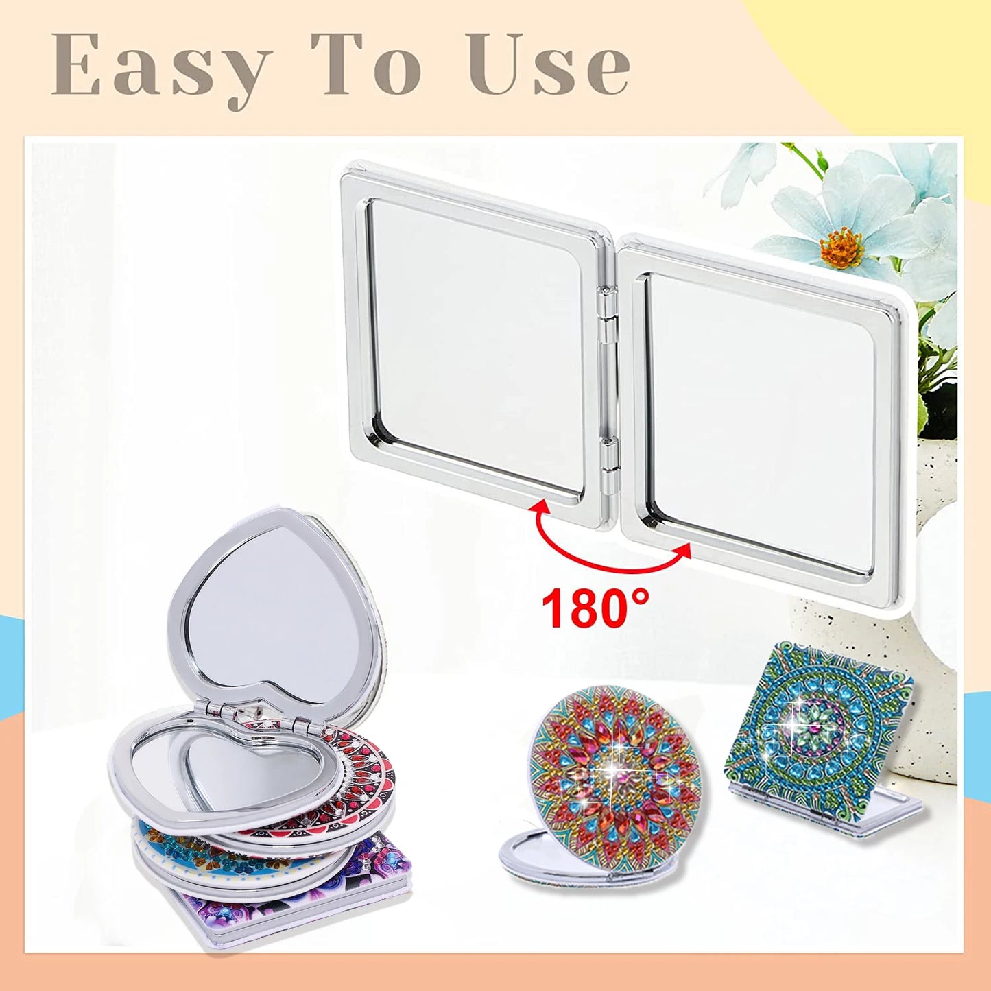Diamond Painting Make-up spiegel Mandala - Compacte Opvouwbare Spiegel met Steentjes