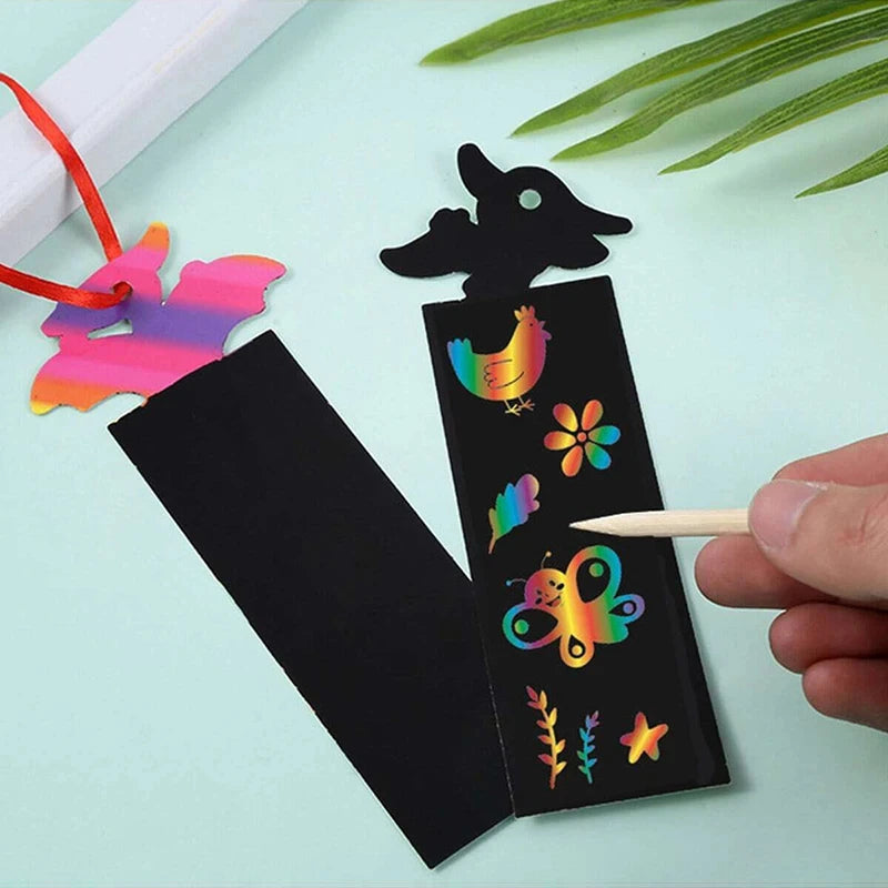 Krastekeningen Boekenleggers Set – 12 Regenboog DIY Kunstwerkjes