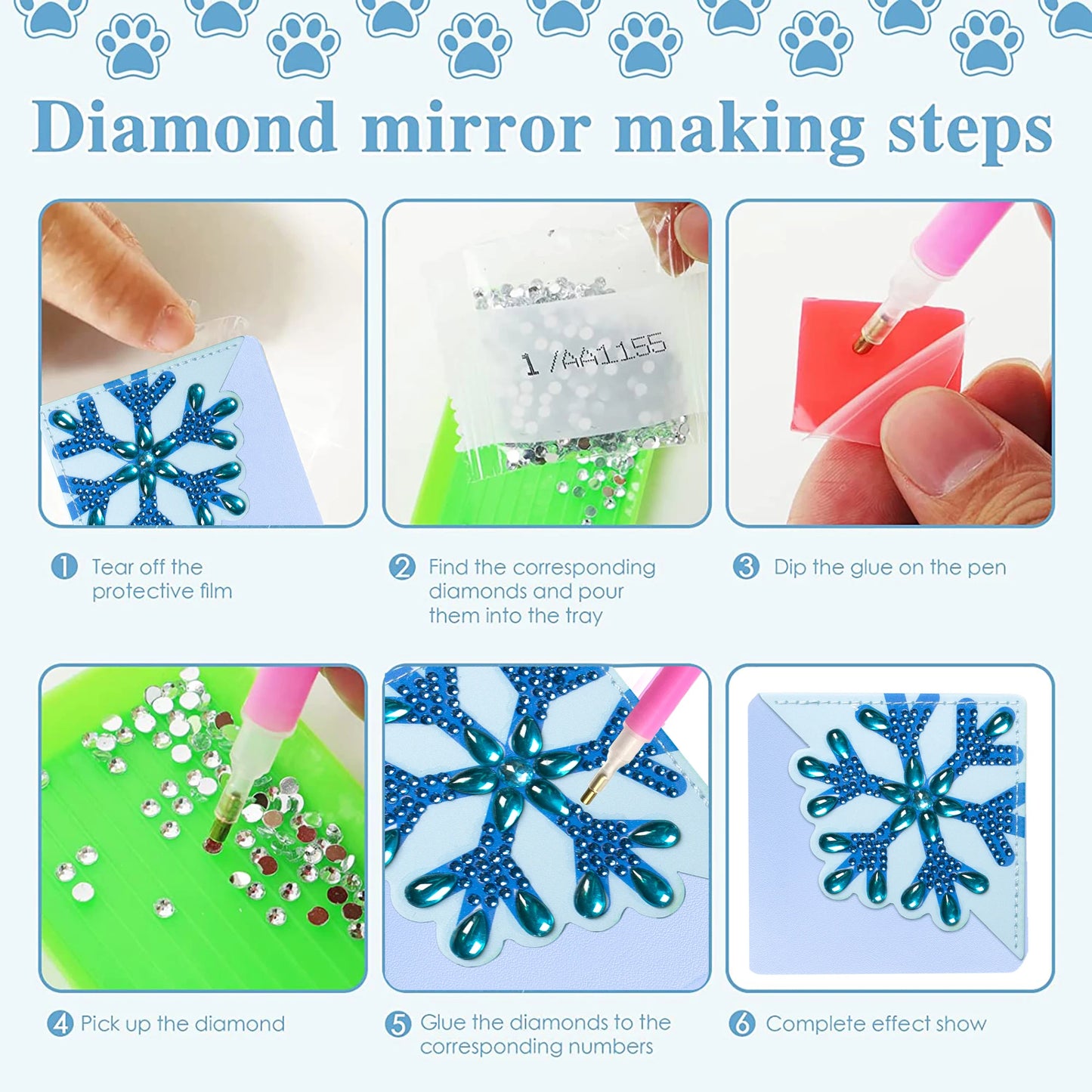 Diamond Painting Boekenlegger Set van 8 - Sneeuwvlokken Thema