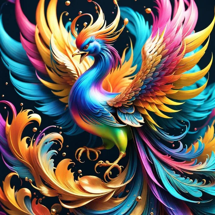 AB Diamond Painting op canvas Fantasy Dieren – Kleurrijke Phoenix, Draak en Leeuw