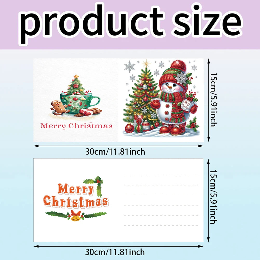 Diamond Painting Kerstkaarten set 6 stuks met strass en accessoires