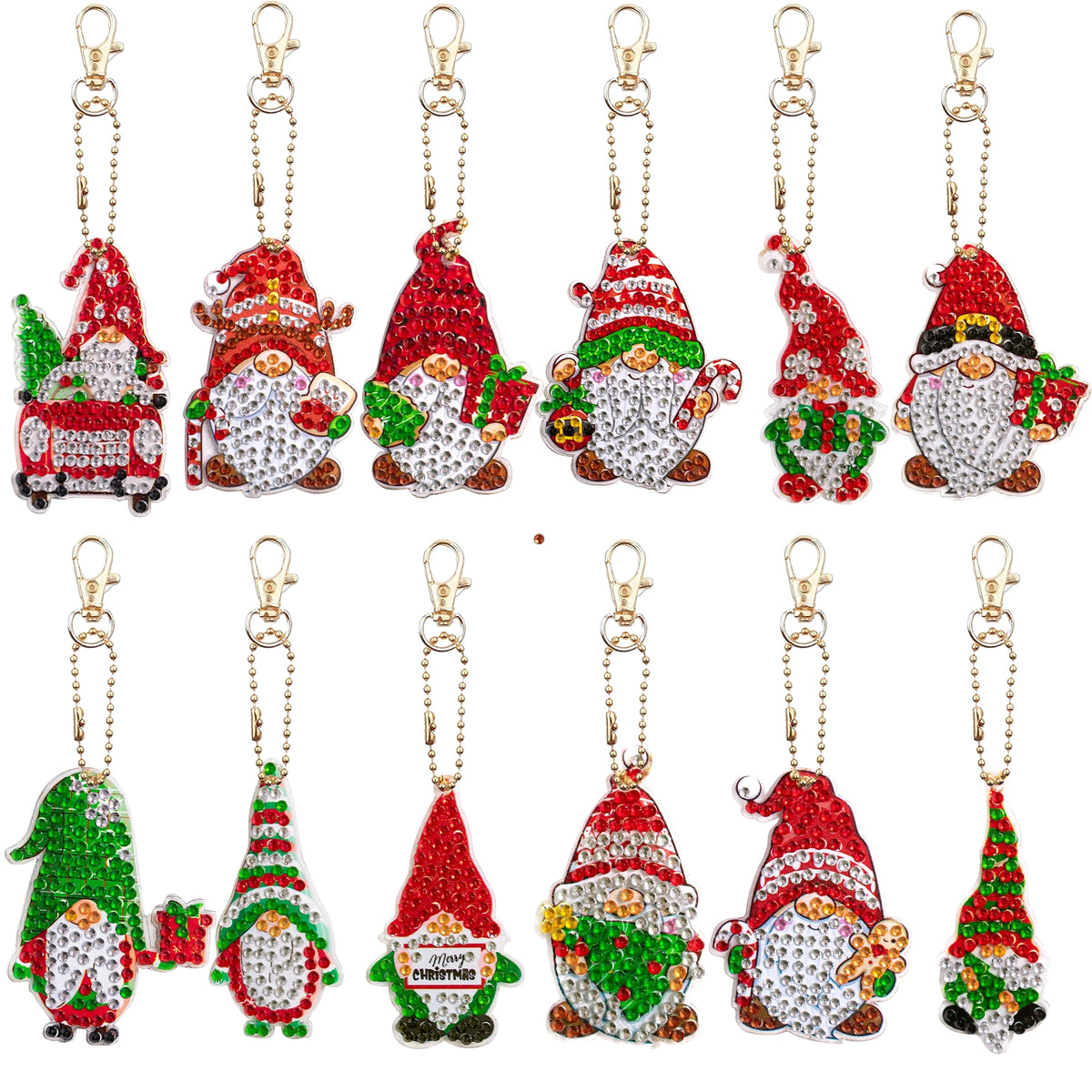 Diamond Painting Kerst Sleutelhanger set Sneeuwvlokken 12 stuks - AA1215