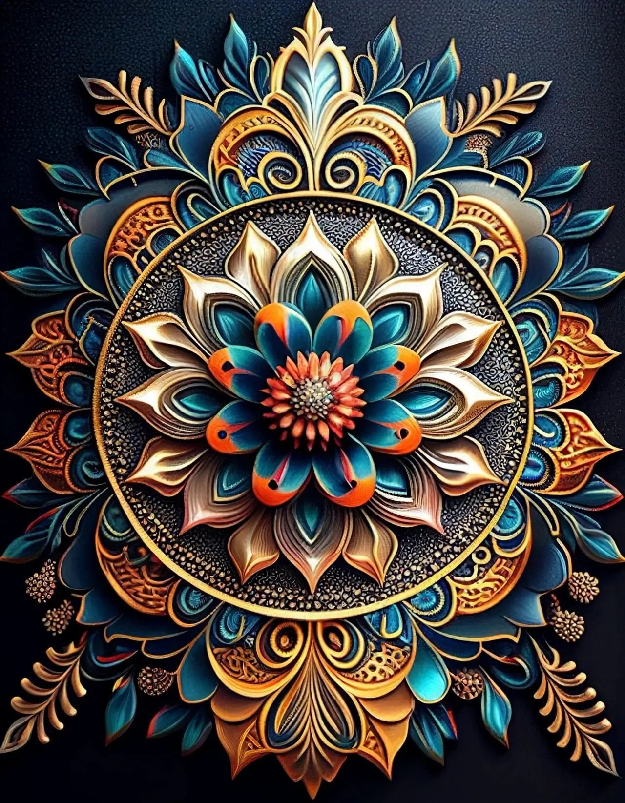AB Diamond Painting op canvas - Mandala met AB en Fairy Dust steentjes