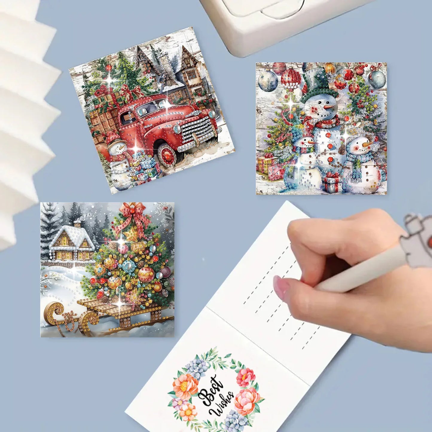 Diamond Painting Kerstkaarten Set - 6 Stuks - Kerstkaartenset met Unieke Designs