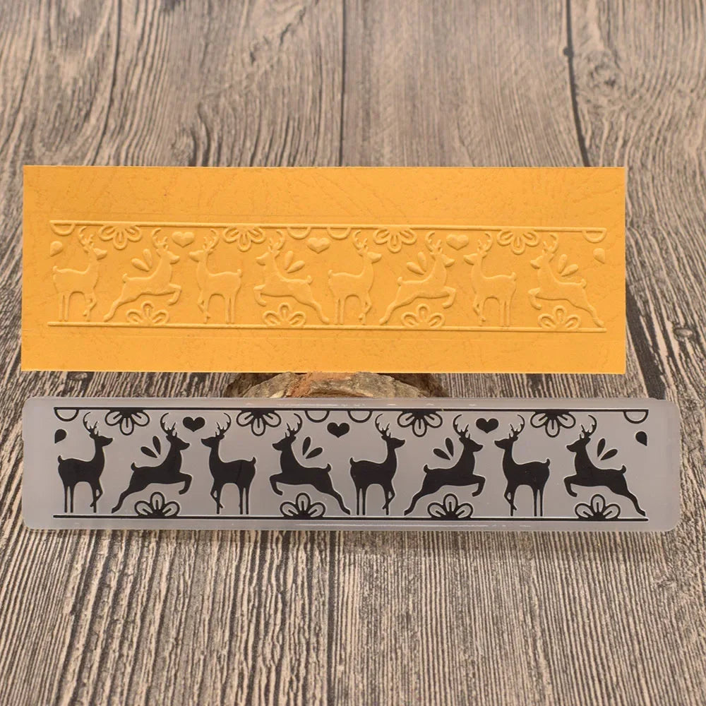 Embossing folder rendieren - stencil voor kaarten en scrapbooking 3x15cm
