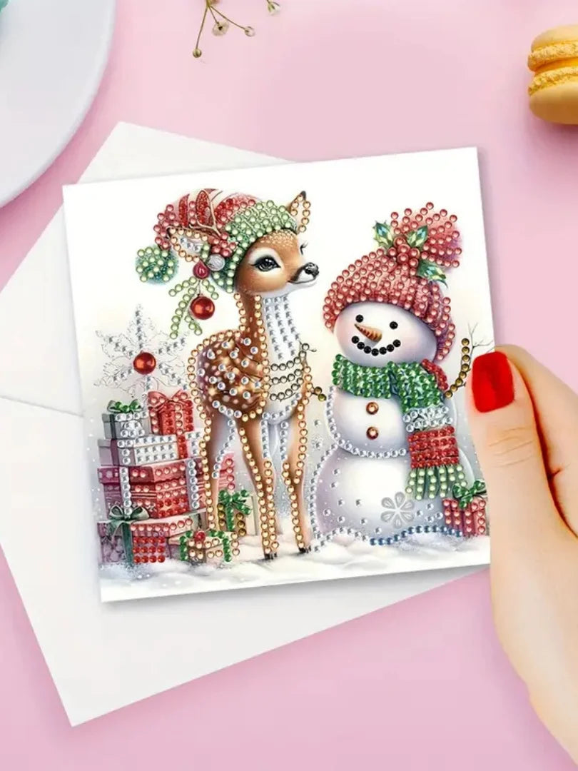 Diamond Painting Kerstkaarten Set – 6 Stuks