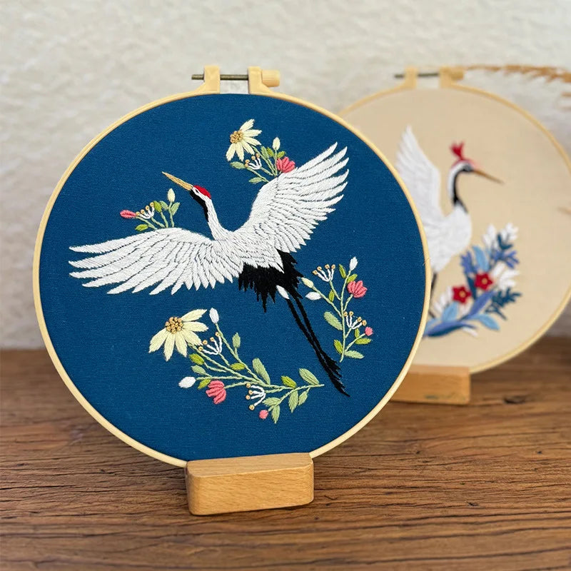 Borduurpakket Feihe – Rond Wandpaneel met Diermotief - 20cm