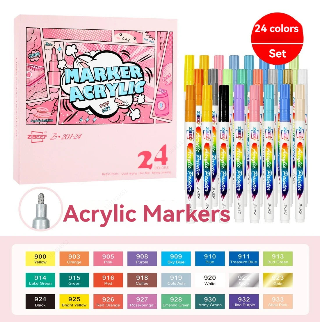 Stiften set tot 12-120 kleuren acrylverf stiften voor steen, textiel, glas & canvas