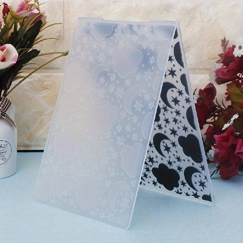 Embossing folder maan wolk en ster – 3D reliëf voor kaarten en scrapbooking