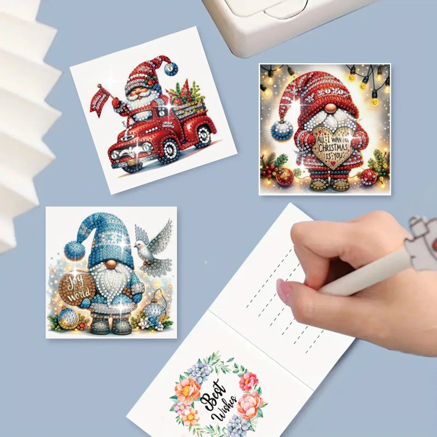 Diamond Painting Kerstkaarten set - 6 Stuks - Kerstgroeten en Wensen
