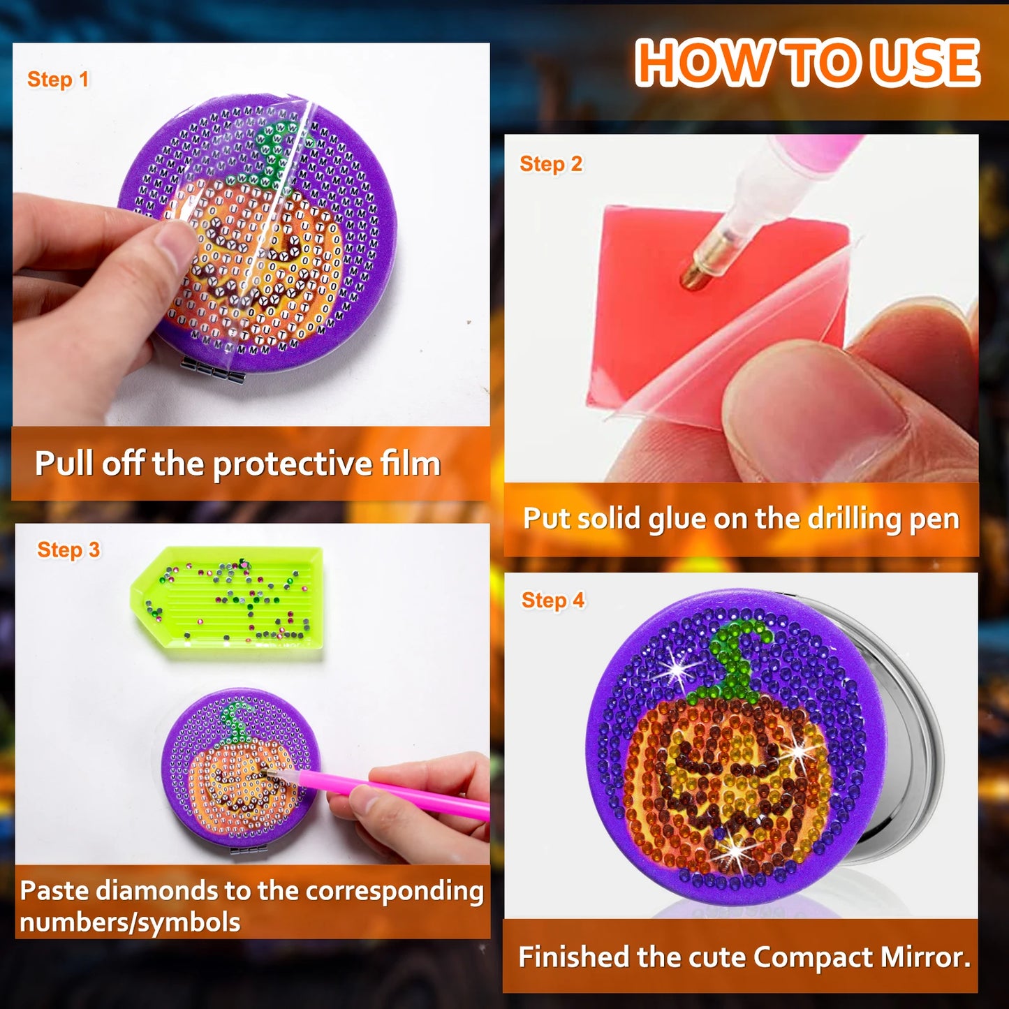 Diamond Painting Make-up spiegel Halloween Compact - 4 Stijlen, Opvouwbaar en Draagbaar