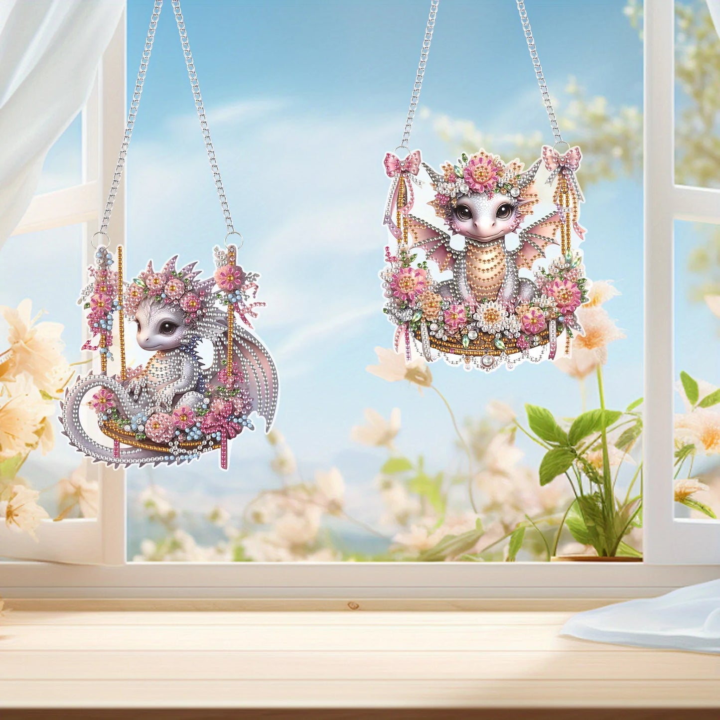 Diamond Painting Hangend Ornament - Schattige Draken (2 stuks)