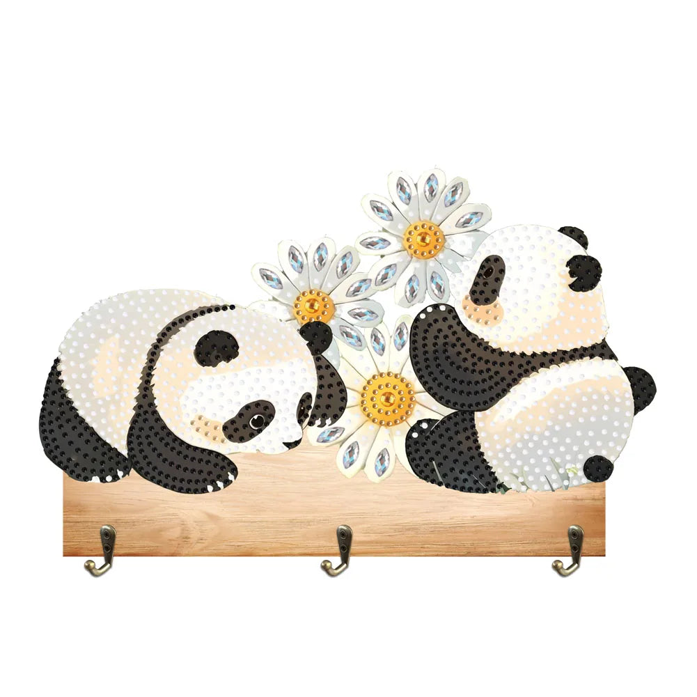Diamond Painting Kapstok/Sleutelrek – Houten Haakjes met Schattige Dieren