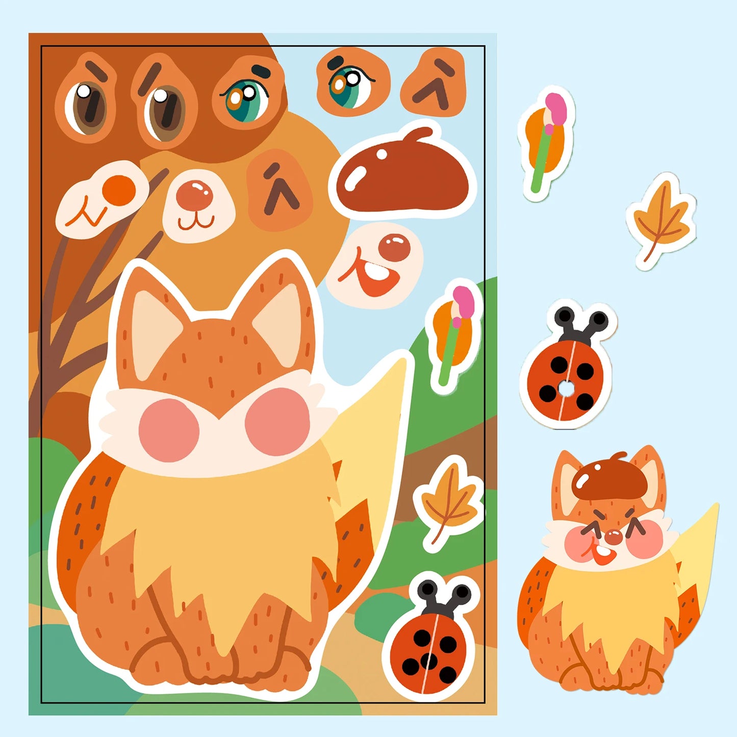 Sticker pret – Schattige bosdieren stickers (8 stuks) waterdicht & herbruikbaar