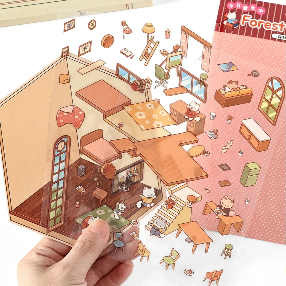 Sticker homestyling set Cartoon Bosdorp – Creatieve Interieur Scène