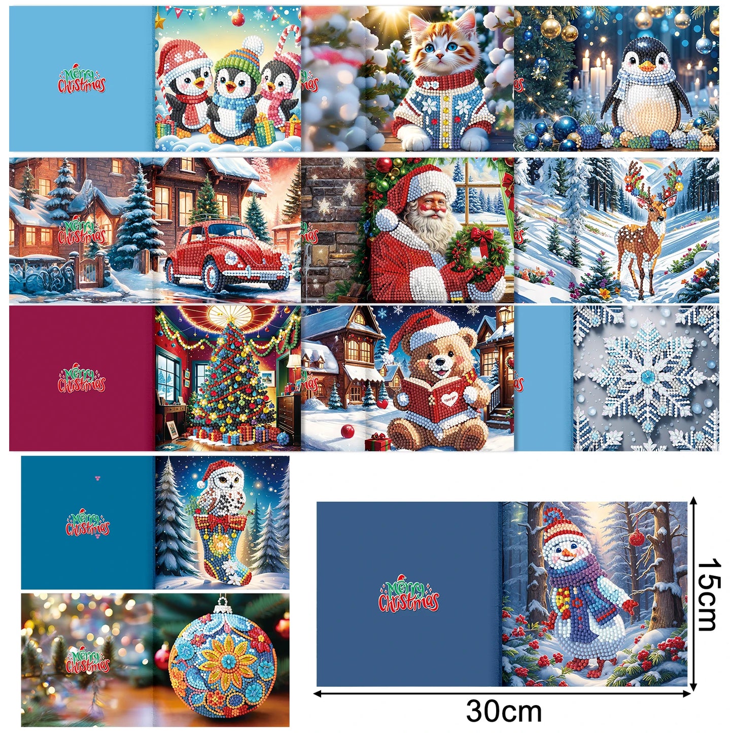 Diamond Painting Kerstkaarten set – Creatieve Feestelijke Wenskaarten