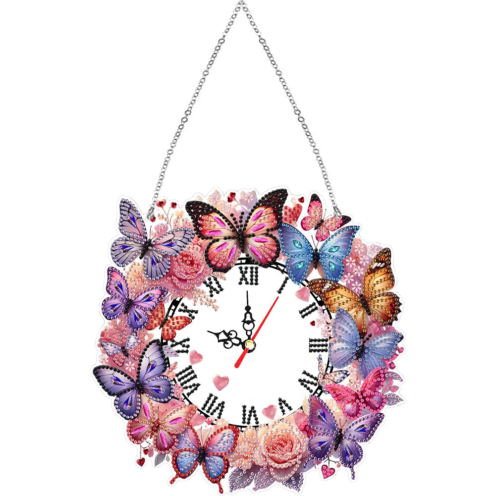Diamond Painting Klok met Vlinderdesign