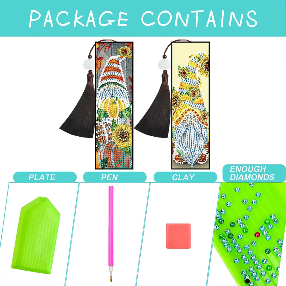 Diamond Painting Boekenlegger - Set van 2 met Speciale Vorm Steentjes en Kwastje