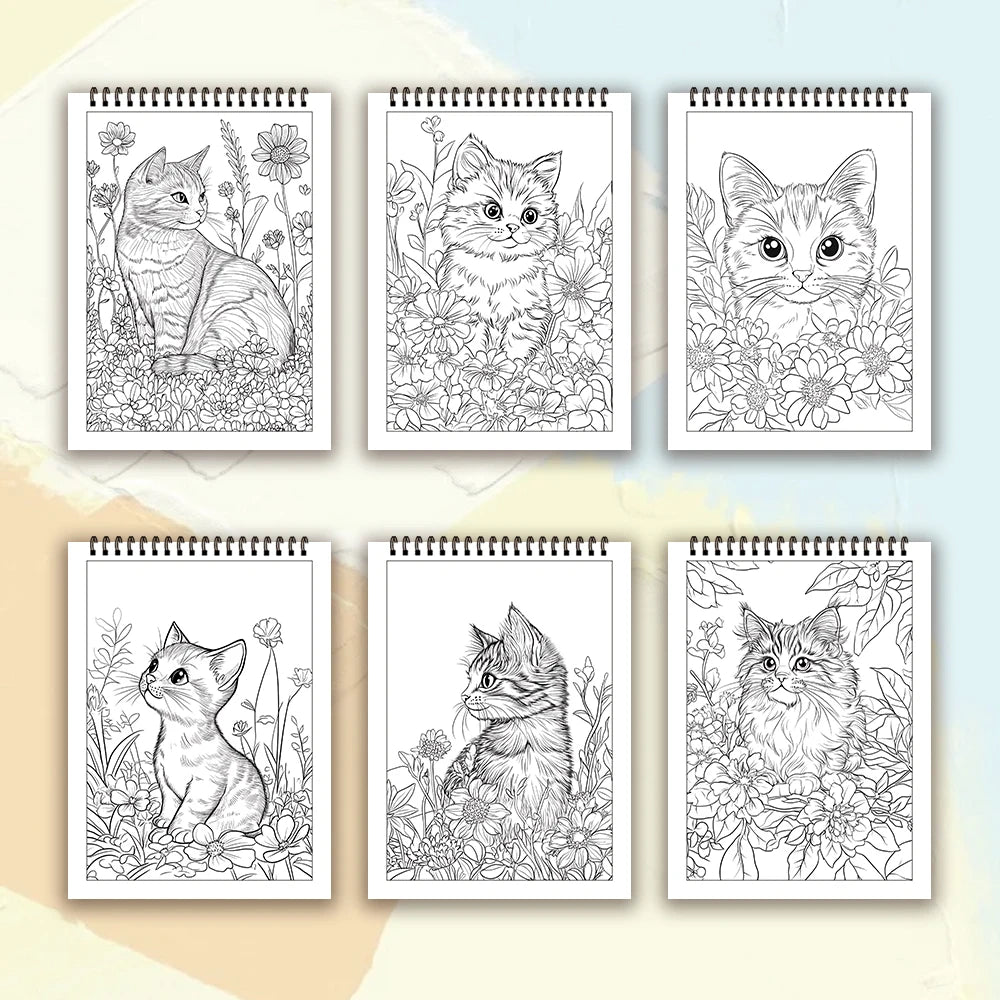 Kleurboek voor volwassenen met 30 pagina's – Honden, Katten of Vogels