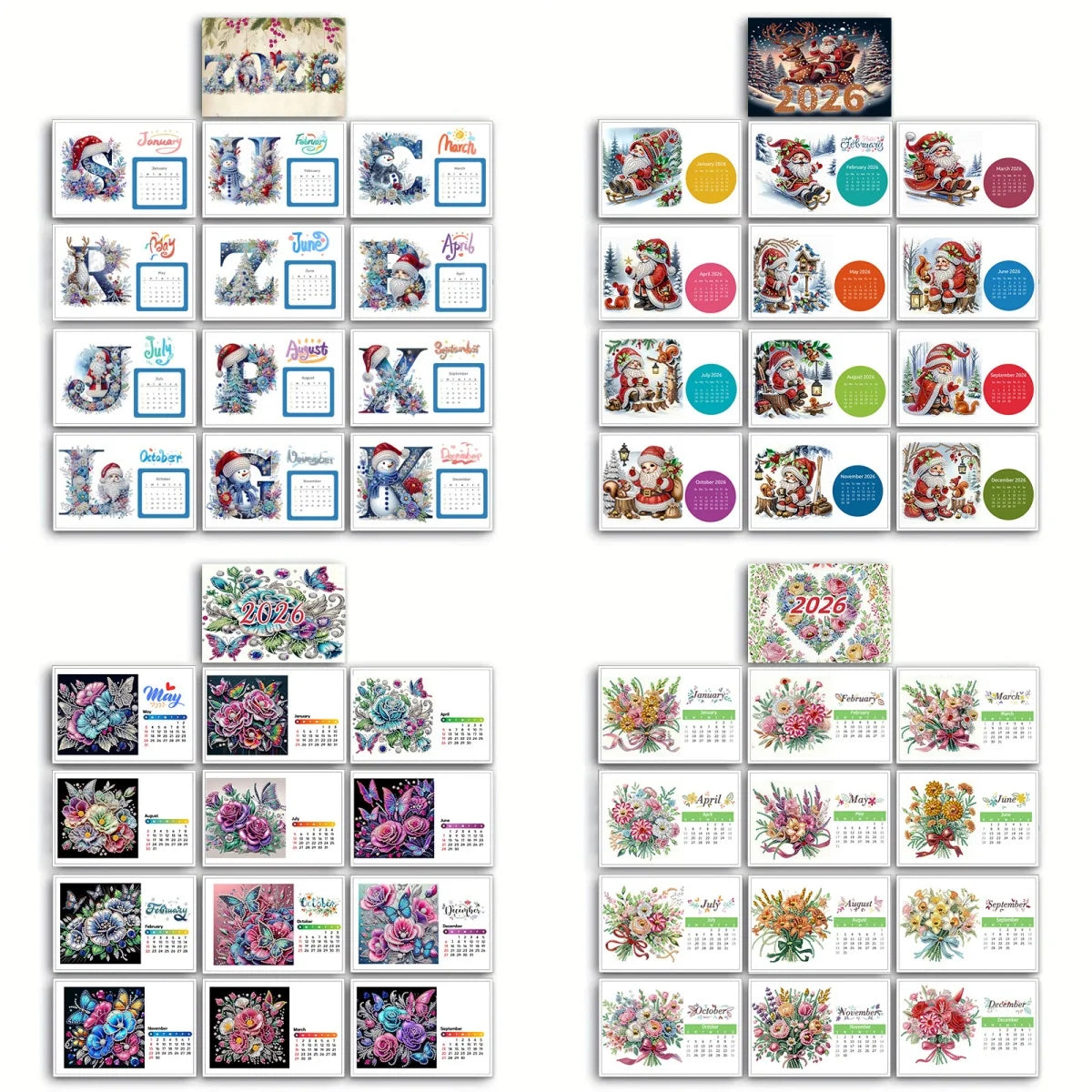 Diamond Painting Kalender met 13 afbeeldingen en 4 varianten