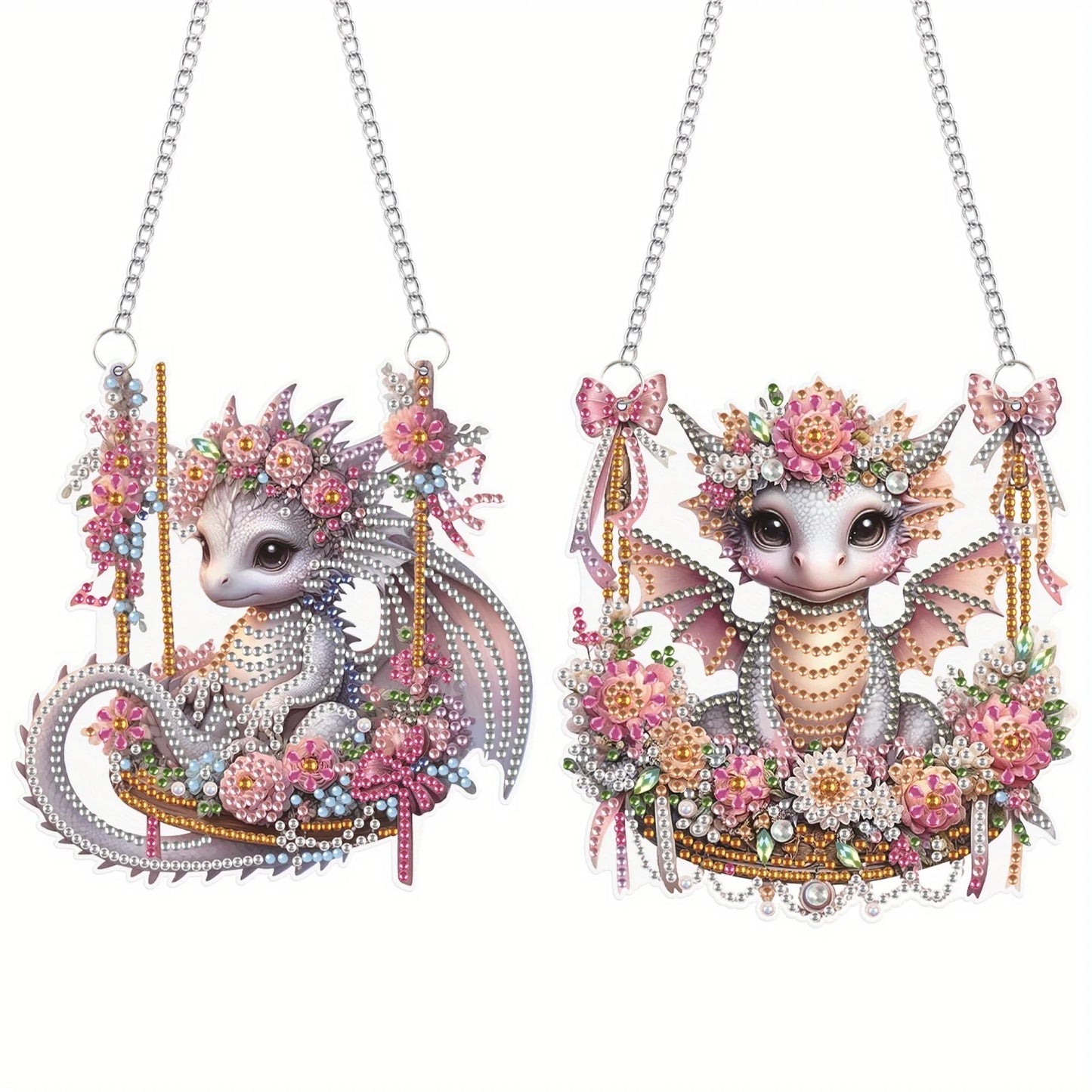 Diamond Painting Hangend Ornament - Schattige Draken (2 stuks)