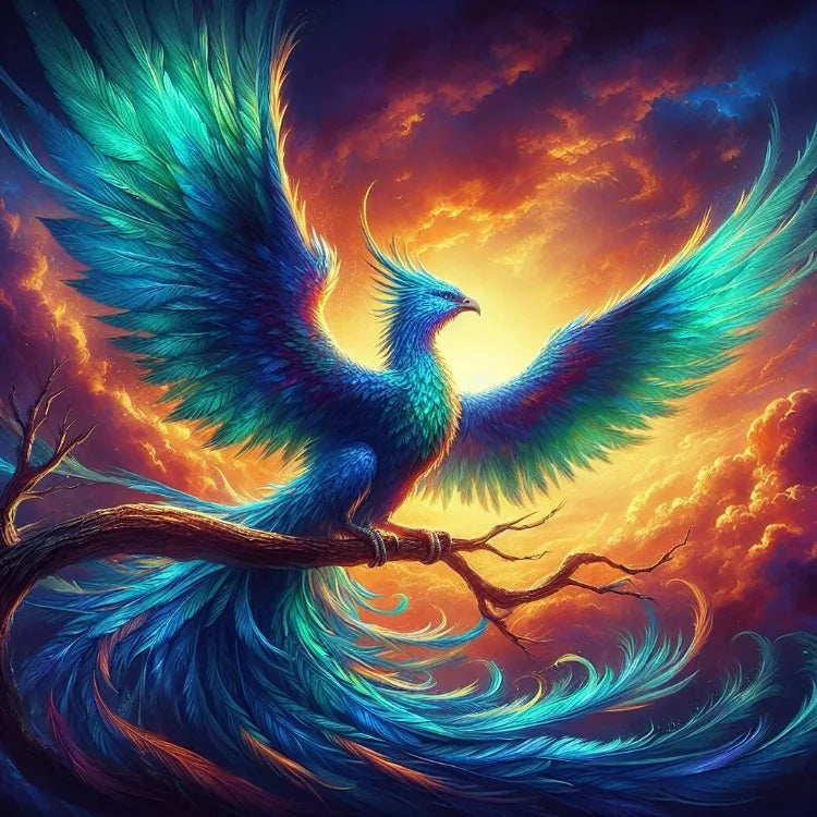 AB Diamond Painting op canvas Fantasy Dieren – Kleurrijke Phoenix, Draak en Leeuw