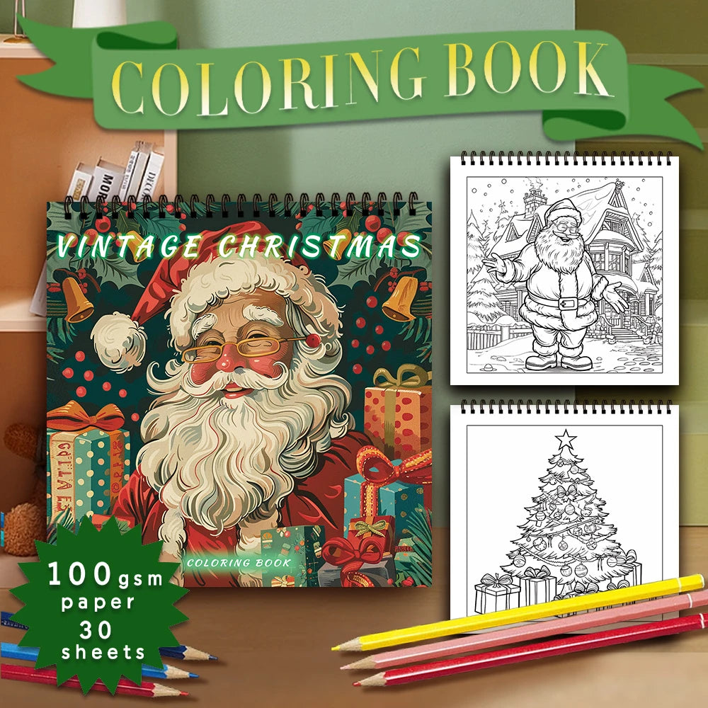 Kleurboek voor volwassenen – Vintage kerstdesigns, 30 vellen