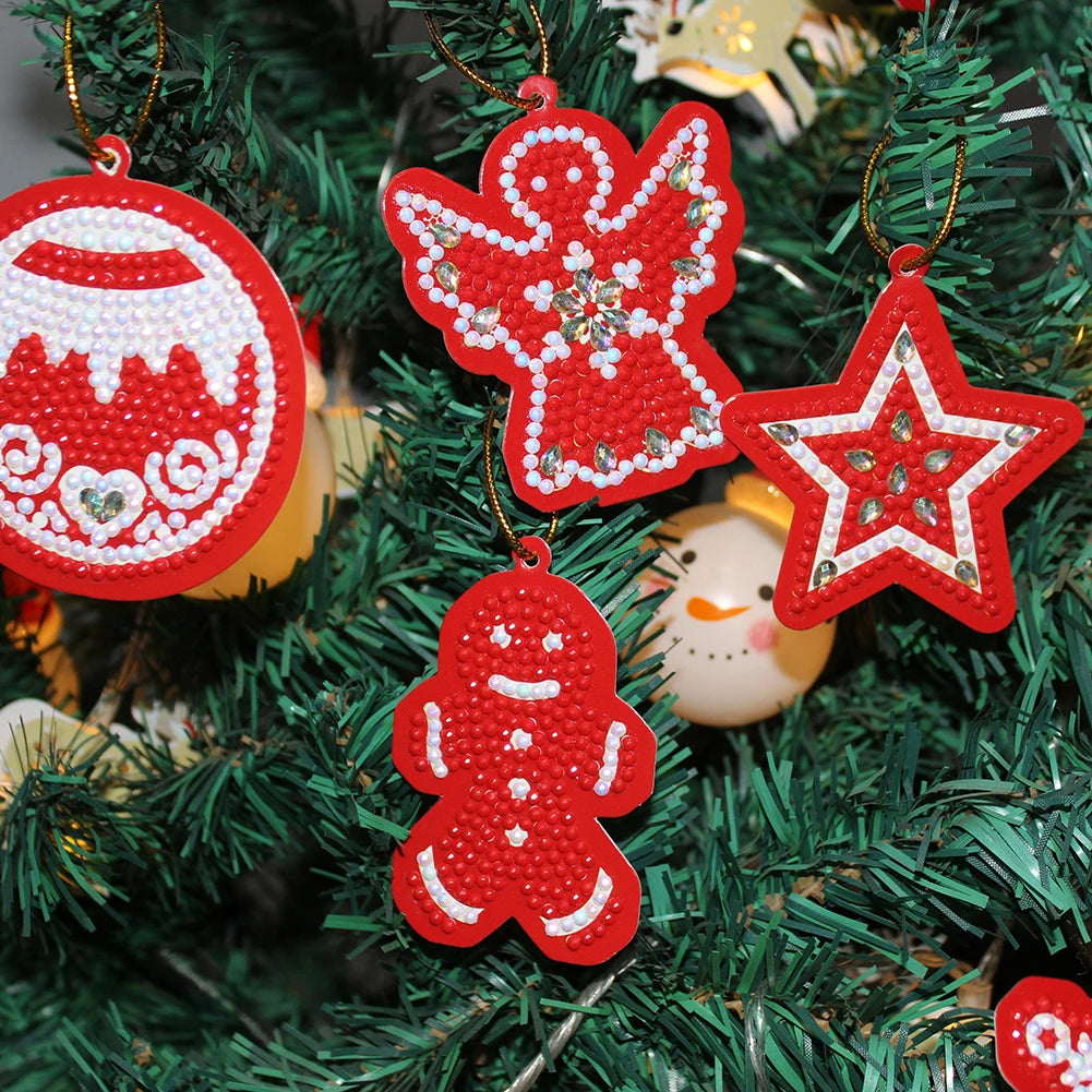 Diamond Painting Kersthangers – Set van 8/10 Pinguïns Sleutelhangers met Strass – DIY Kerstdecoratie