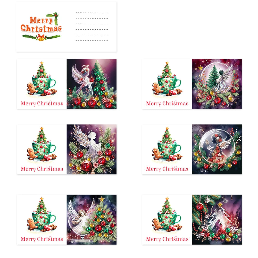 Diamond Painting Kerstkaarten set – 6 stuks creatieve kerstkaarten maken - HK026