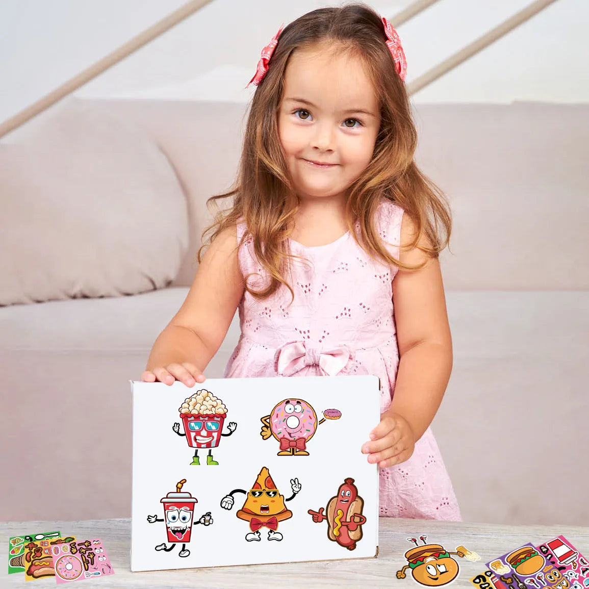 Sticker pret – Cartoon stickers met hamburgers, frietjes & snacks