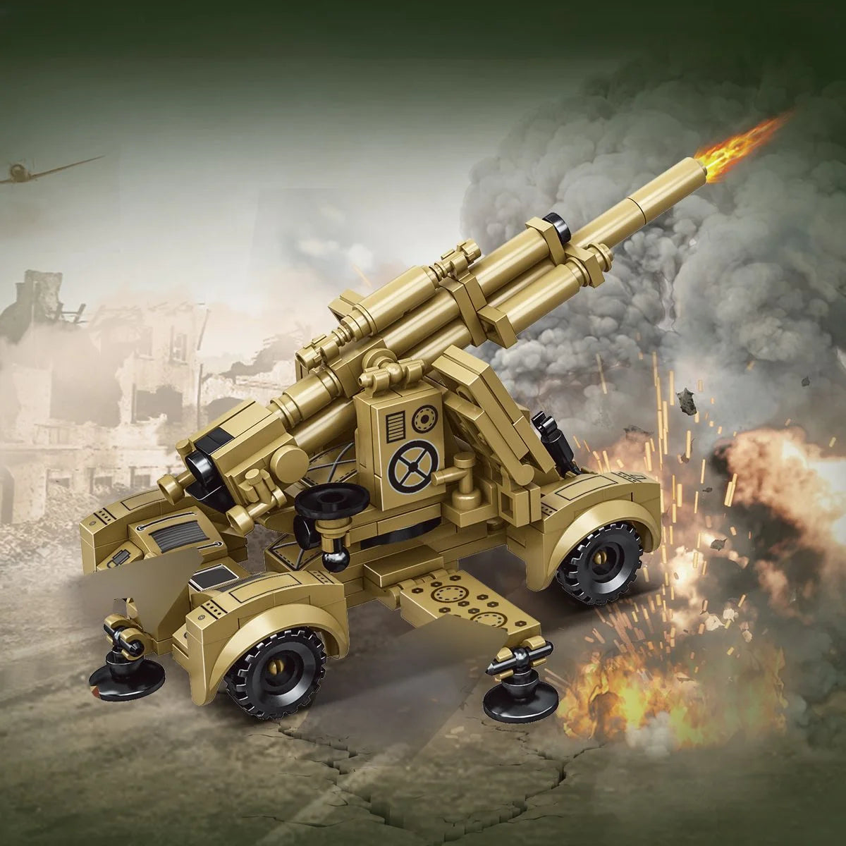 Bouwpakket Militair voertuig – WW2 Stijl - Anti-aircraft gun