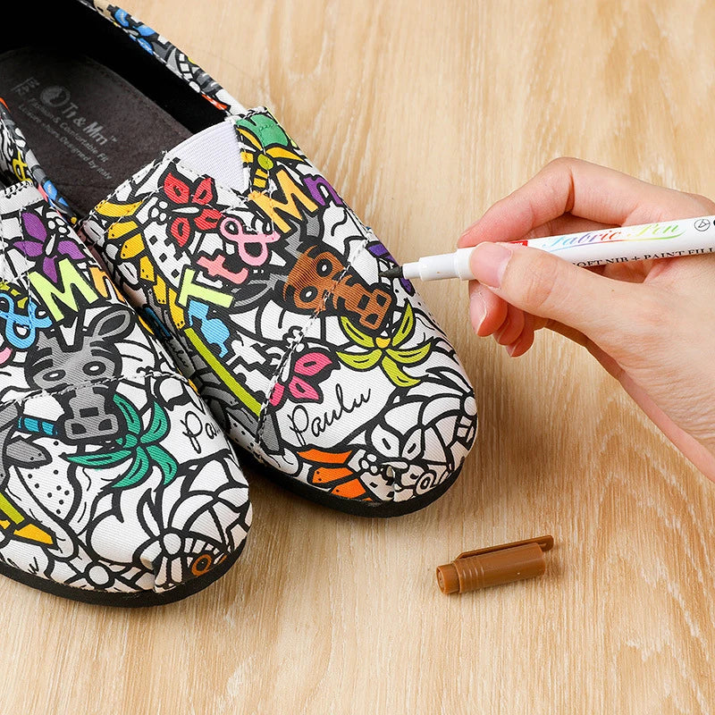 Stiften set voor textiel – 12 of 24 kleuren permanente textielmarkers
