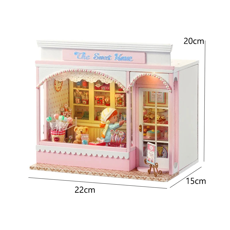 Zelfbouw Miniatuurhuisje met Meubels en LED Verlichting - Zonder Stofkap