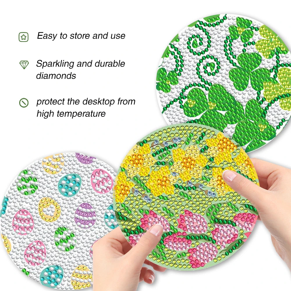 Diamond Painting Onderzetters Bloemen - Set van 8 stuks
