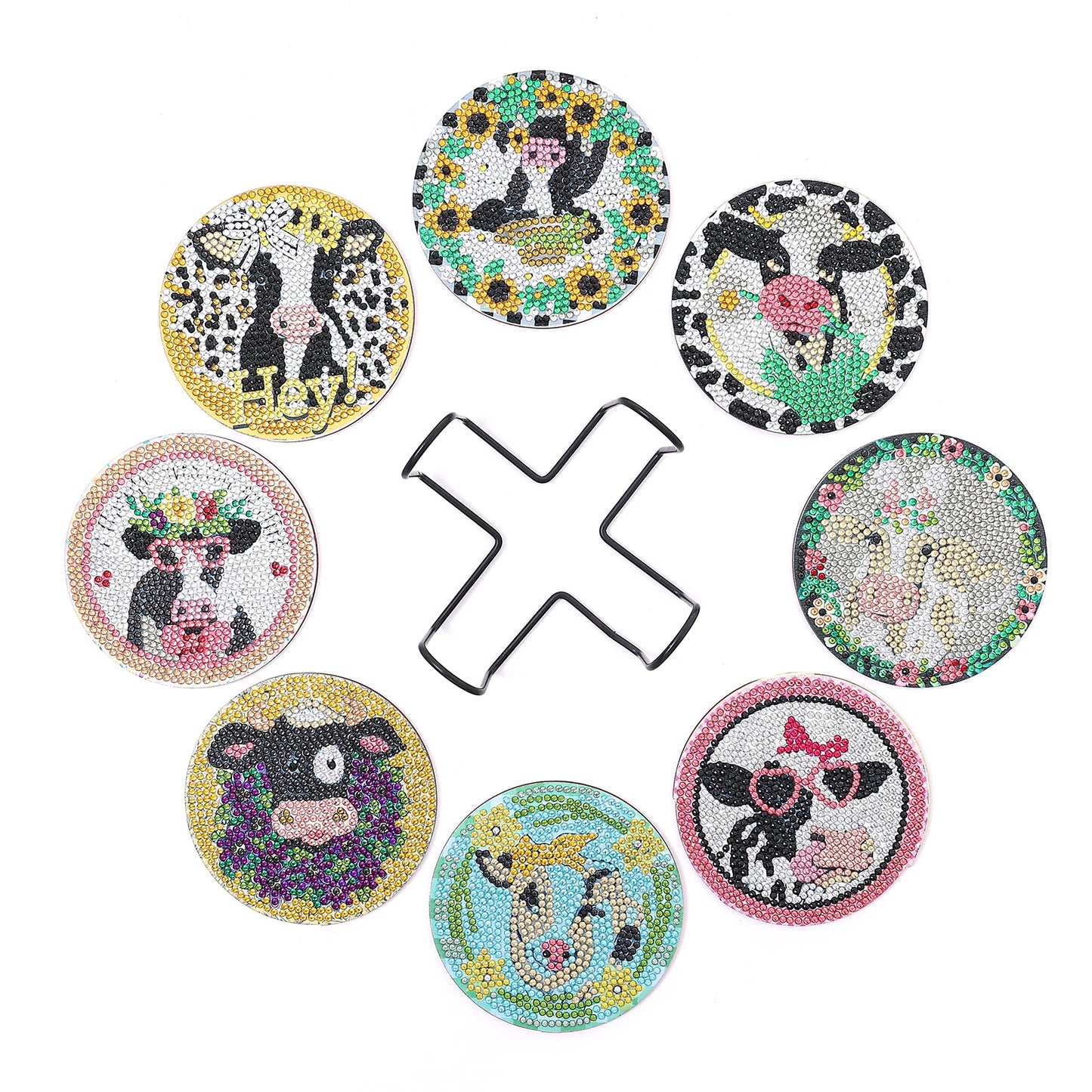Diamond Painting Onderzetters Koeien, honden of katten met Houder