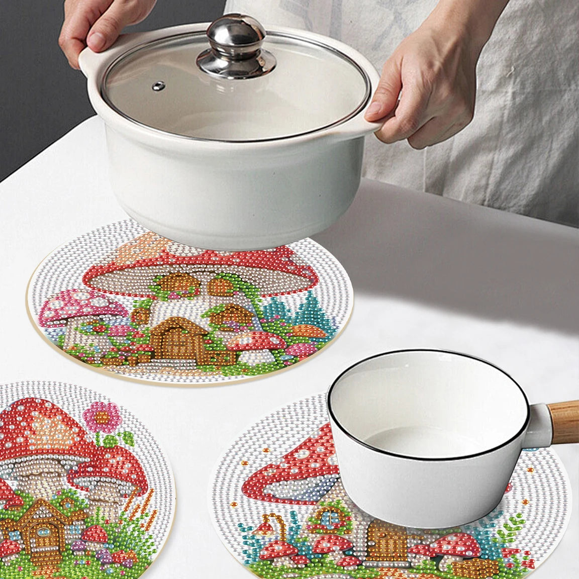Diamond Painting Placemats Paddenstoelen Huis Set voor Tafel