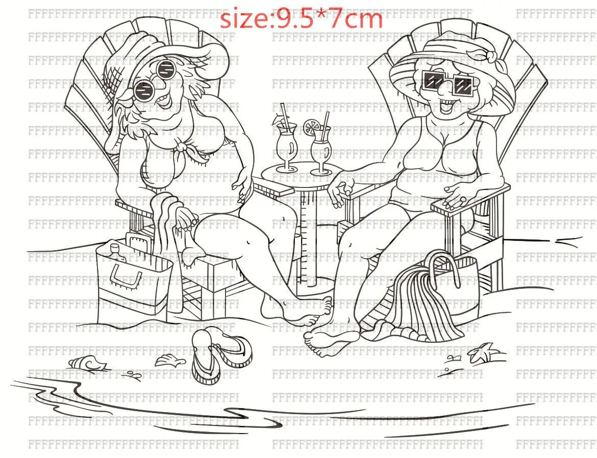 Stempel met snijmal - Transparant rubber metaalset strand vrouwen