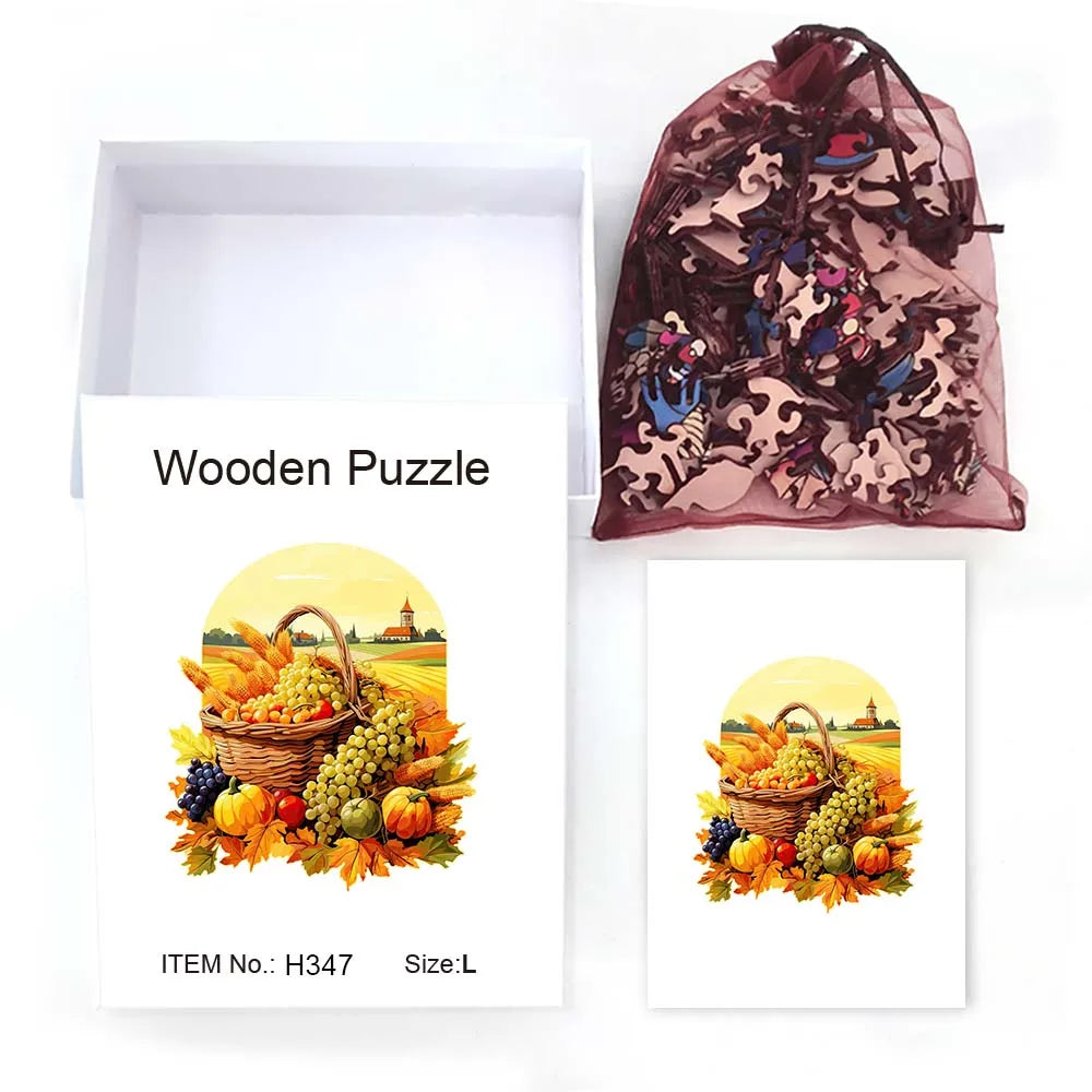 Houten figuren puzzel gele pompoen Halloween cadeau ontspanning