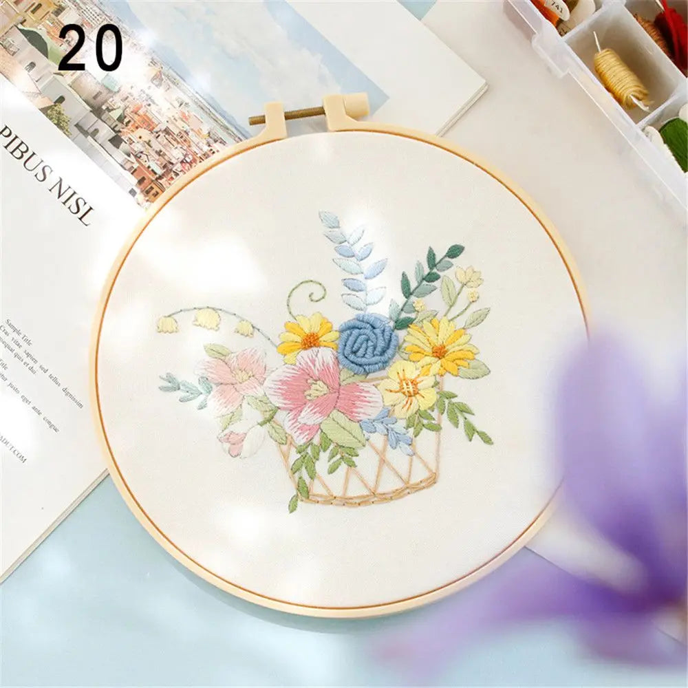 Borduurpakket Bloemen – Compleet Startpakket met borduurring (20 cm)