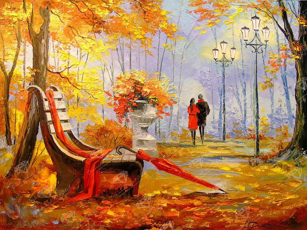 AB Diamond Painting op canvas - Fairy Dust Herfstbos Landschap