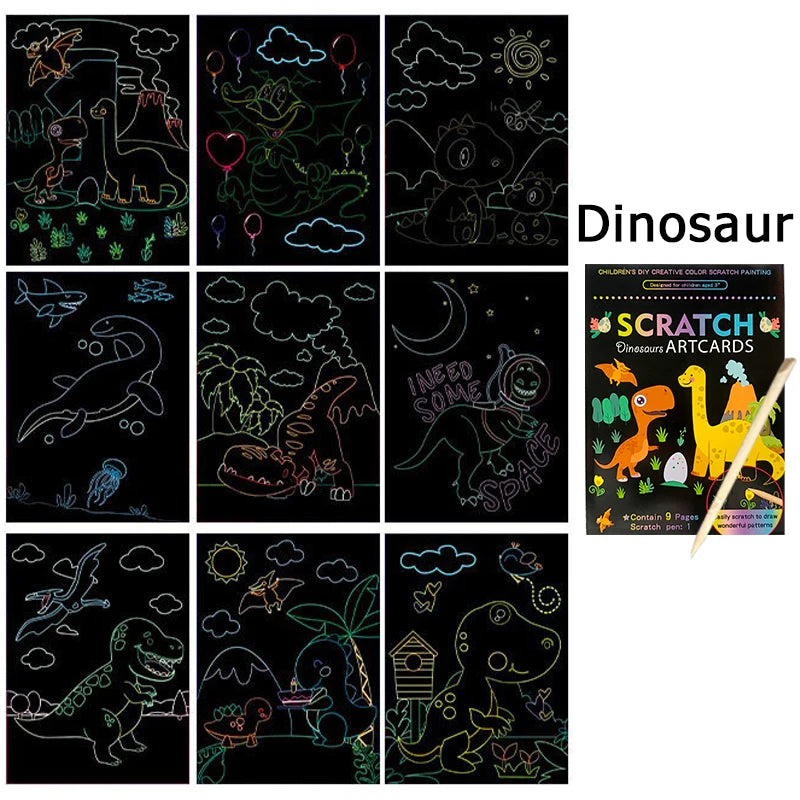 Krastekeningen Ruimte & Dieren – Creatieve Set voor Kinderen (9 stuks)