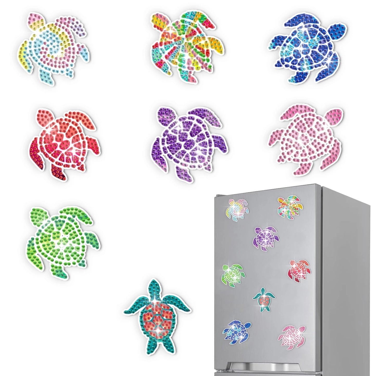 Diamond Painting Magneten - Set van 8 koelkastmagneten met speciale vorm steentjes
