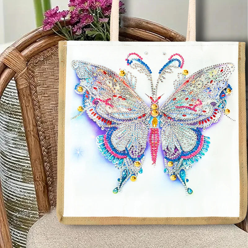 Diamond Painting Tas Vlinderpatroon Shopper Met Steentjes