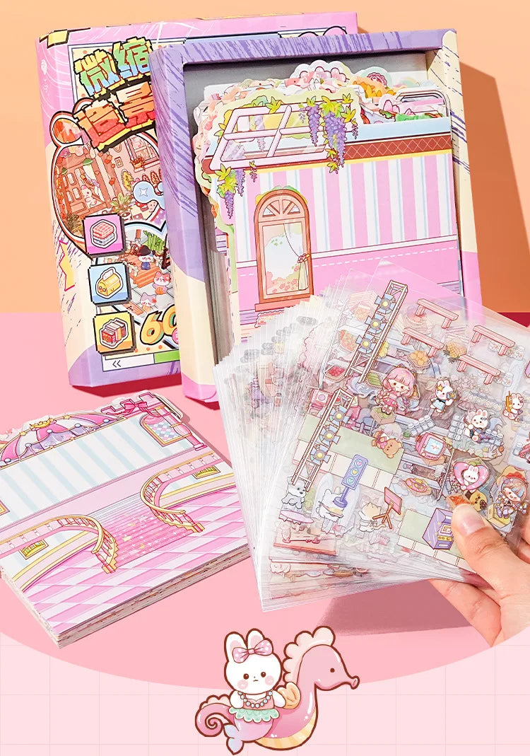 Sticker homestyling set 20in1 landschap stickeralbum voor kinderen