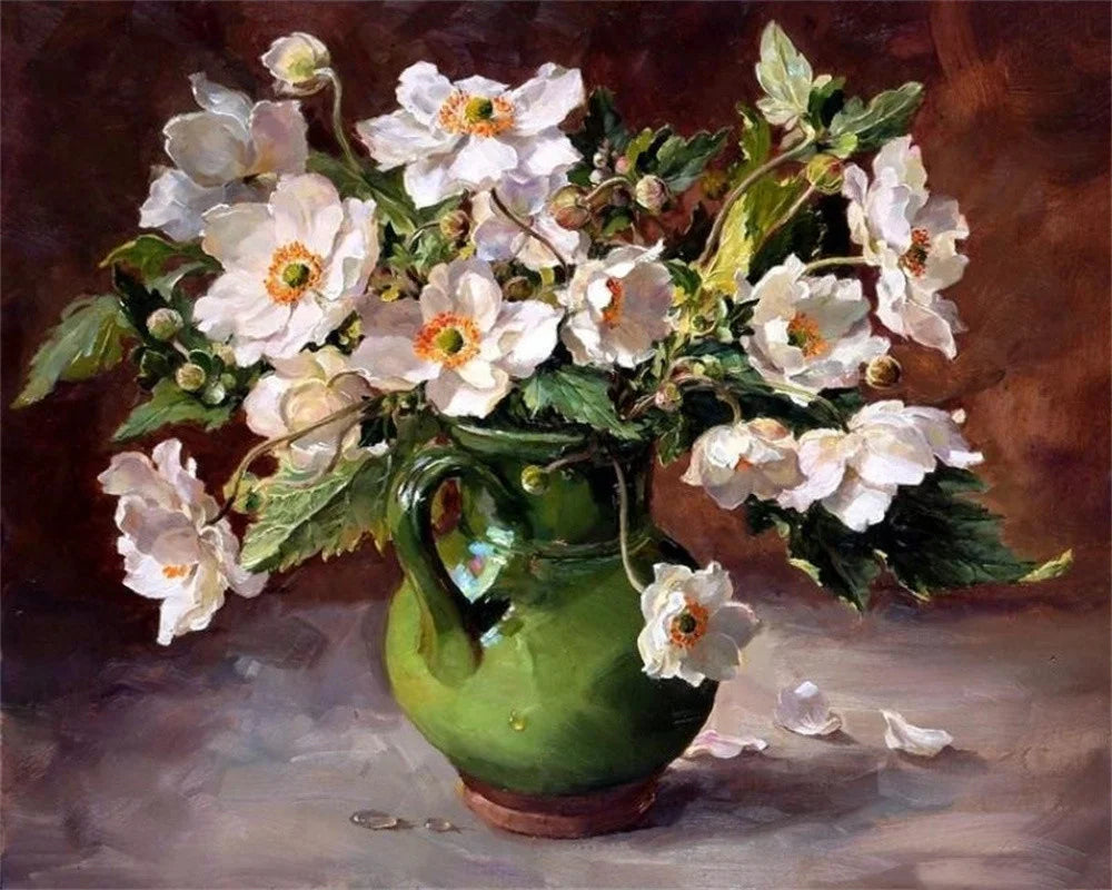 Schilderen op nummer – Bloemen met Rozen en Pioenen op Canvas